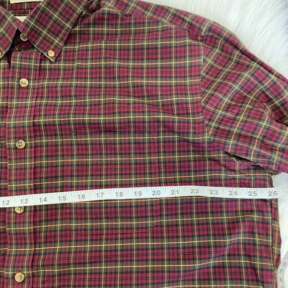 LL. Bean Shirt Men's XL Tall Red/Burgundy Plaid Long Sleeve Wrinkle Resistant Co - Picture 4 of 8
